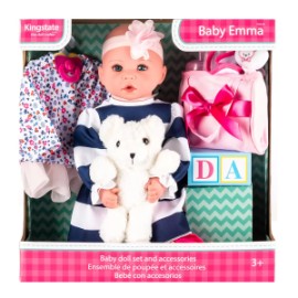 Muñeca Baby Emma Con Peluche Kingstate Azul